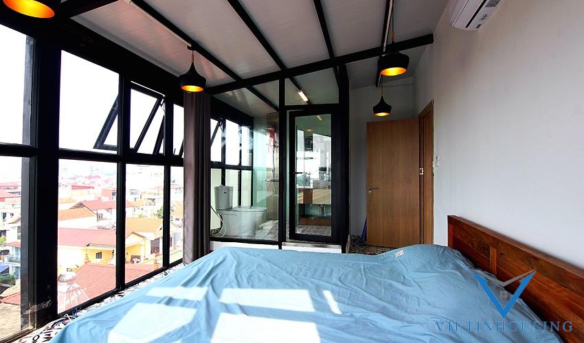 A unique top floor duplex four bedroom apartment for rent in Tay Ho
