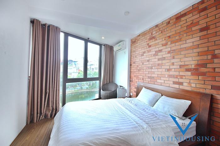 Lake view one bedroom apartment for rent in Vu Mien st