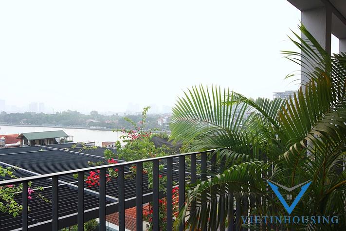 Stunning penthouse apartment for rent in Tay Ho with beautiful lake view balcony