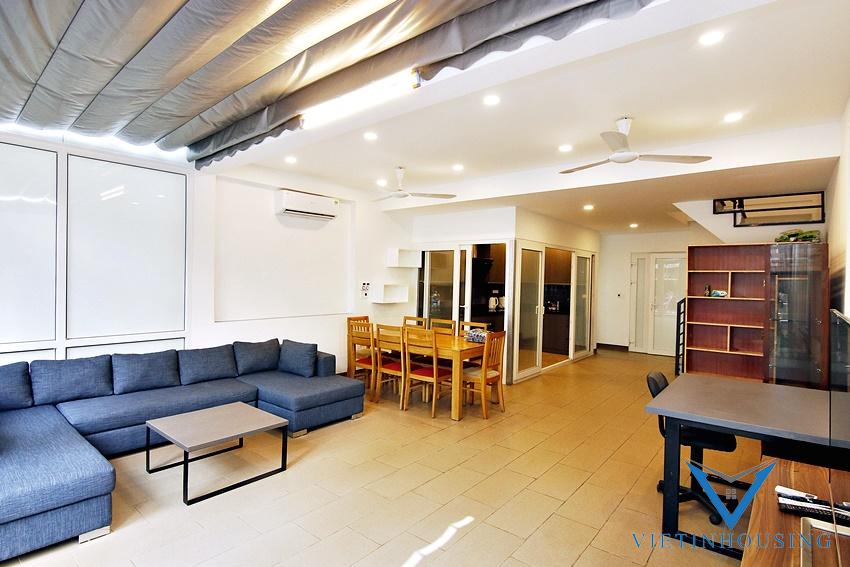 Amazing duplex three bedroom apartment with big yard for rent in Dang Thai Mai, Tay Ho, Hanoi