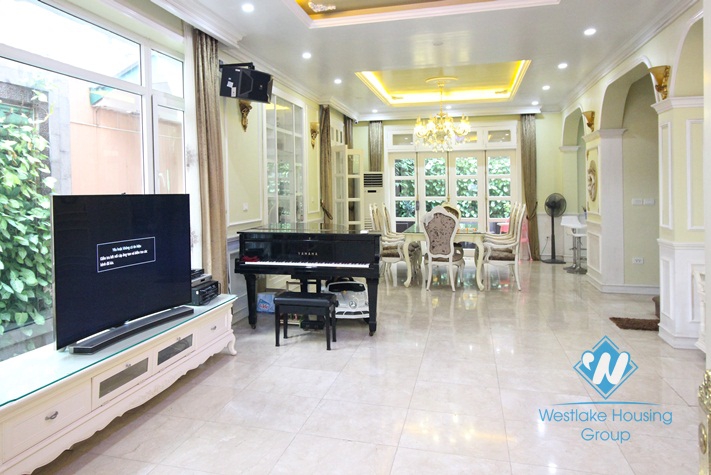 Beautiful house with large garden around for rent in Ciputra area, Tay Ho, Ha Noi