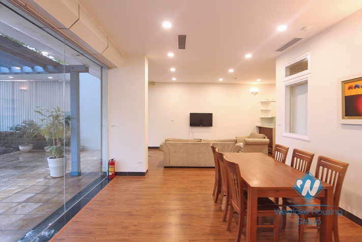Lakeside serviced apartment with large yard for rent in Tay Ho, Ha Noi
