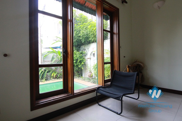 Charming house for rent in Tay Ho with garden yard and swimming pool, available now