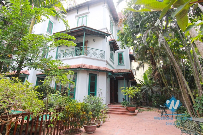 Charming house for rent in Tay Ho with garden yard and swimming pool, available now