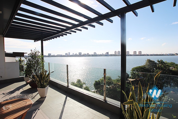 Penthouse apartment with 2 bedrooms, lake view for rent in Tay Ho
