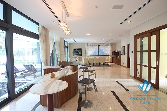 An exquisite villa for rent by Westlake Tay Ho with swimming pool splendid lake view