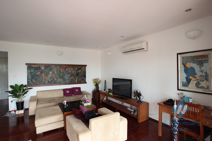 Spacious apartment with large balcony for rent in Truc Bach area, Ba Dinh ,Hanoi