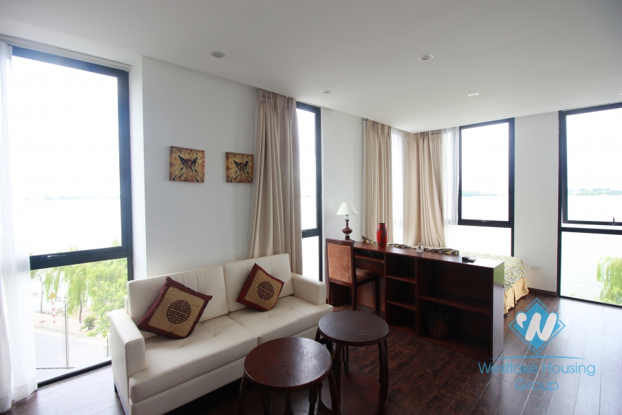 Nice, full serviced studio for rent with lake view in Tay Ho, Hanoi 