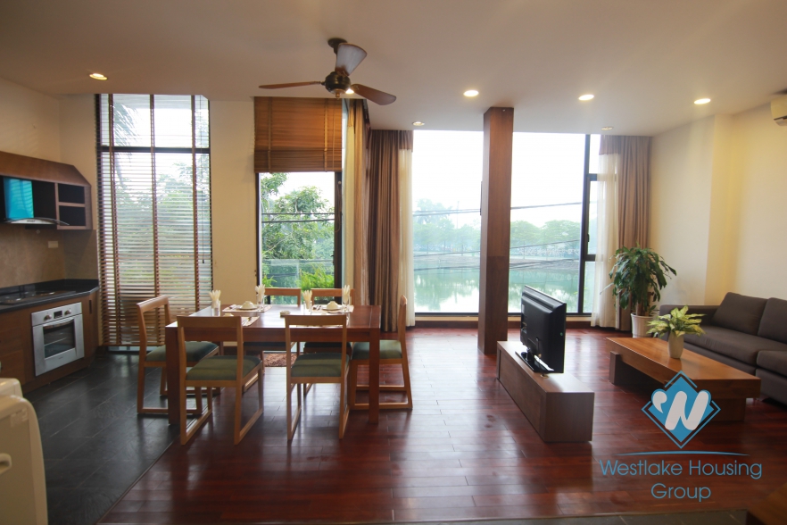 Tay Ho - Lake side apartment for rent with balcony and open living room