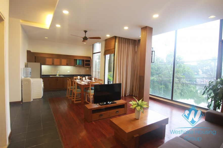 Tay Ho - Lake side apartment for rent with balcony and open living room