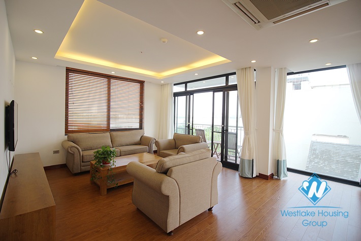 Splendid three bedroom apartment to rent in Tay Ho with balcony and views of Westlake