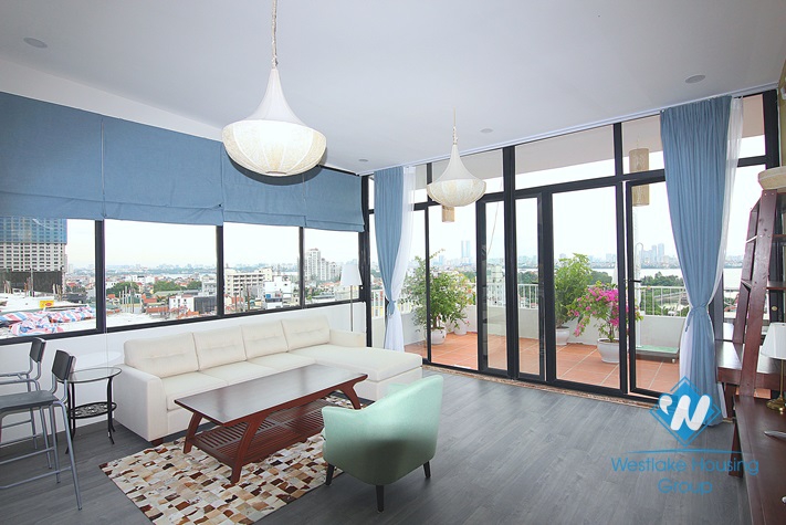Bright and trendy 10-th floor apartment with westlake view in Tay Ho, Ha Noi