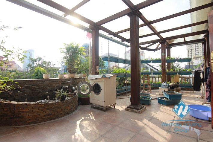 A 600 sqm villa with garden yard and terrace available for rent in Tay Ho