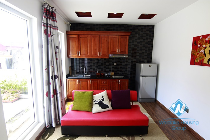 Bright and Fully Furnished One Bedrooms Apartment for rent in Doi Can st, Ba Dinh district.