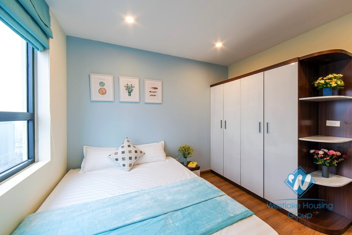 Bright and Fully Furnished Two Bedrooms Apartment for Rent in Trung Kinh st, Cau Giay district, Hanoi