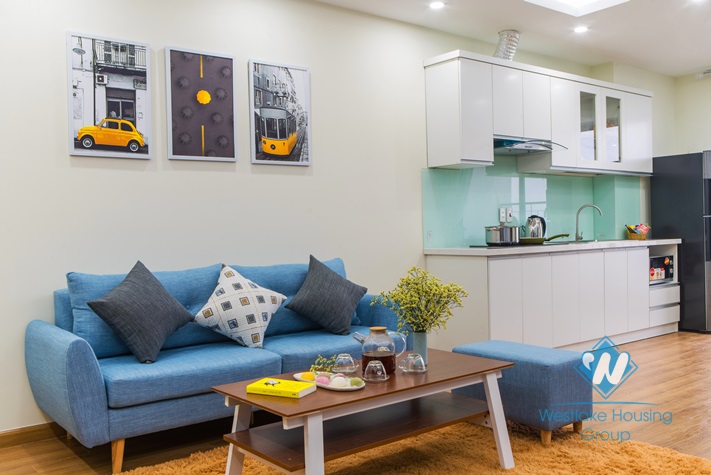 Bright and Fully Furnished Two Bedrooms Apartment for Rent in Trung Kinh st, Cau Giay district, Hanoi