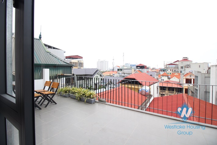 Modern apartment with a huge balcony for rent in Nghi Tam area, Tay Ho district 
