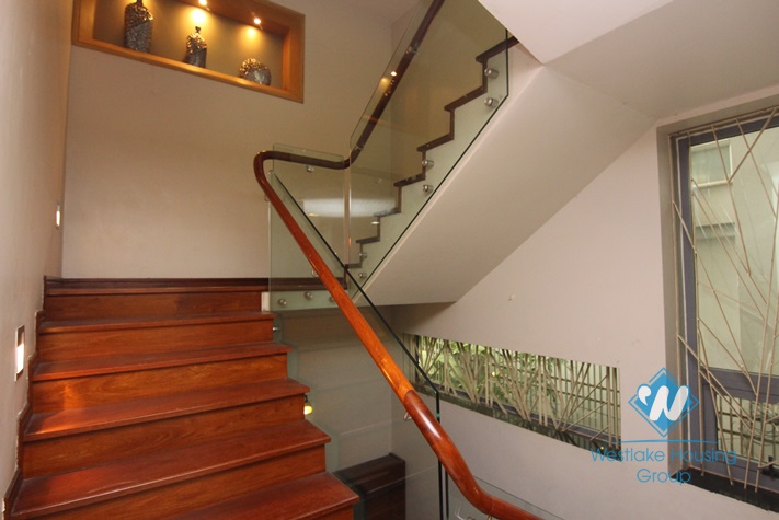 5 storey modern Tay Ho villa for rent with a car garage and elevator