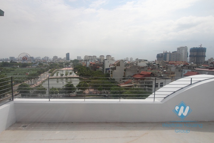 Big terace with Water Park view apartment for rent in Tay Ho, Hanoi.