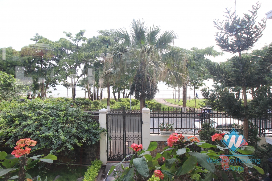Charming villa for rent on the lakeside with lovely garden in Tay Ho, Hanoi