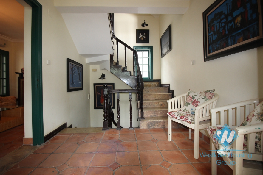 Charming villa for rent on the lakeside with lovely garden in Tay Ho, Hanoi