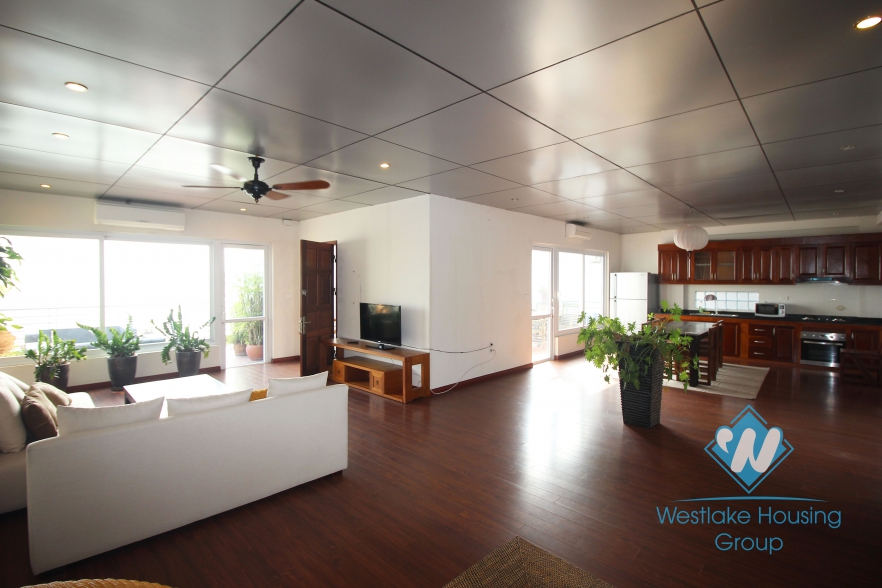 Lake view beautiful terrace apartment for rent in Tay Ho
