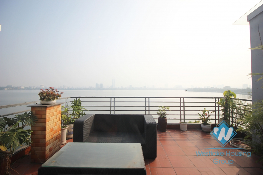 Lake view beautiful terrace apartment for rent in Tay Ho