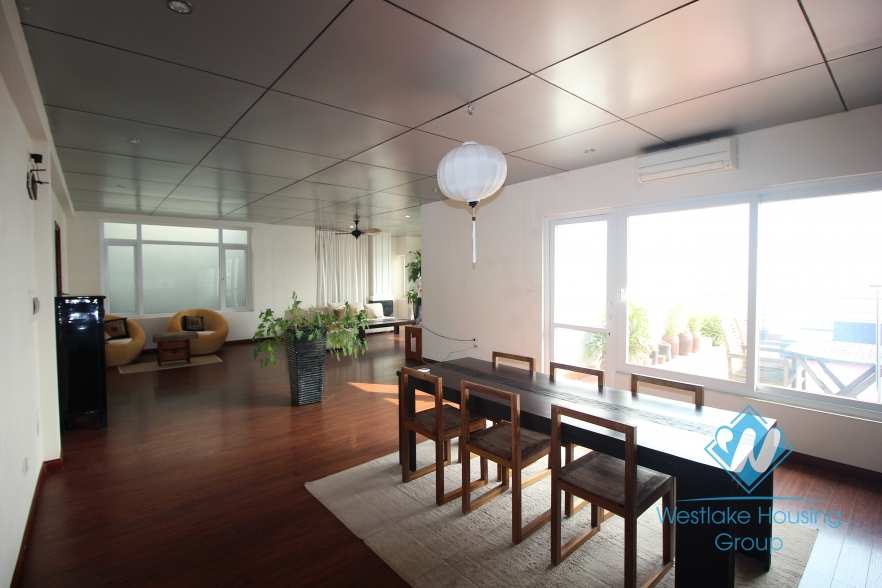 Lake view beautiful terrace apartment for rent in Tay Ho