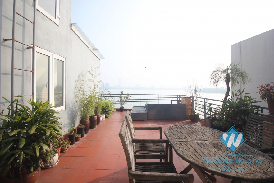 Lake view beautiful terrace apartment for rent in Tay Ho
