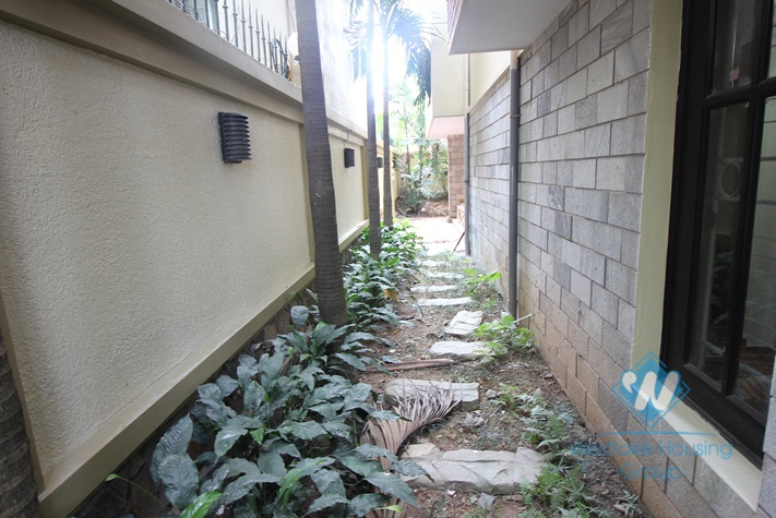 Beautiful villa for rent on Dang Thai Mai, Tay Ho with large ground terrace with greenary, 5 mins walk to Westlake