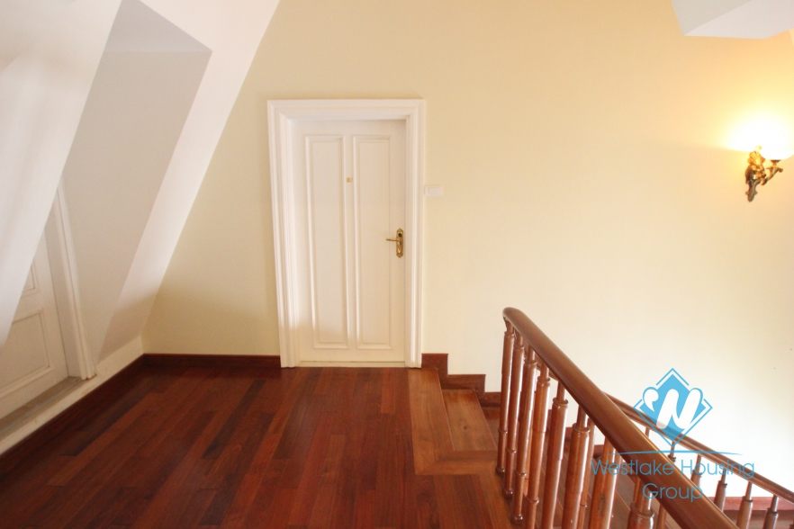 Unfurnish large size house with garden and swimming pool for rent in Ciputra, Tay Ho, Hanoi