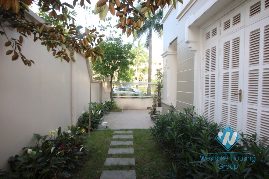 Unfurnish large size house with garden and swimming pool for rent in Ciputra, Tay Ho, Hanoi