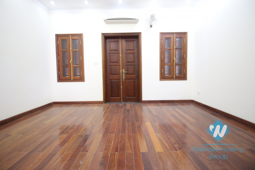 Unfurnished house with wooden floor for rent in Ciputra, Tay Ho, Hanoi.