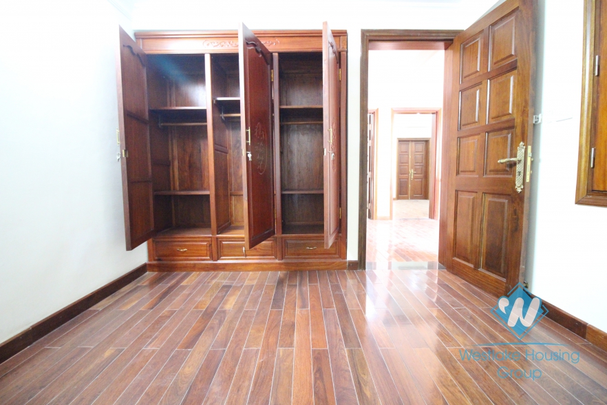 Unfurnished house with wooden floor for rent in Ciputra, Tay Ho, Hanoi.