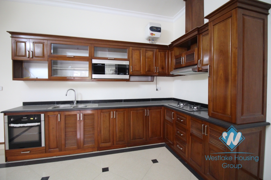 Unfurnished house with wooden floor for rent in Ciputra, Tay Ho, Hanoi.