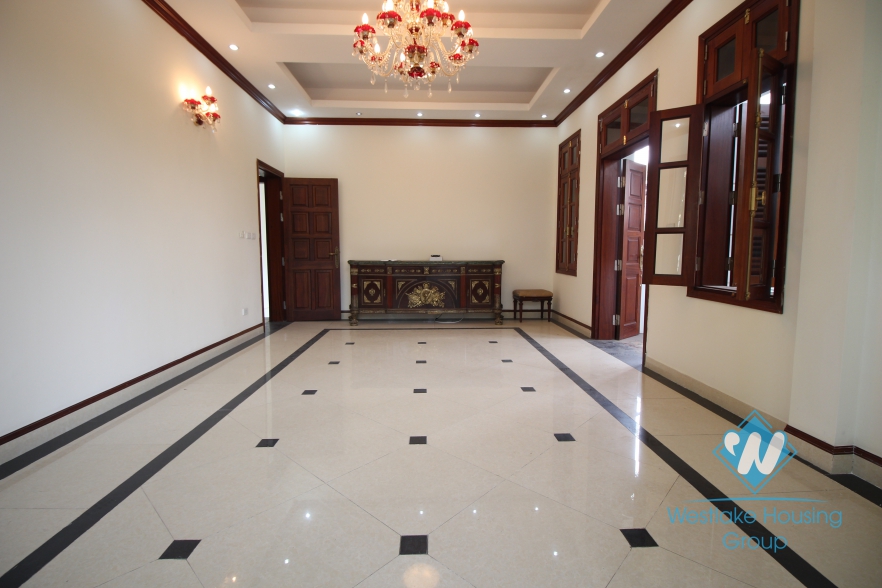 Unfurnished house with wooden floor for rent in Ciputra, Tay Ho, Hanoi.