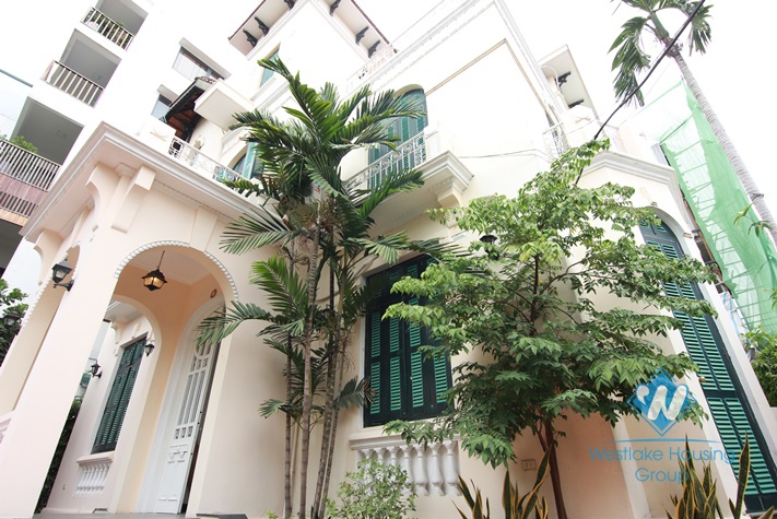 French style house with lake view terrace for rent in Westlake Tay ho, Hanoi, Vietnam