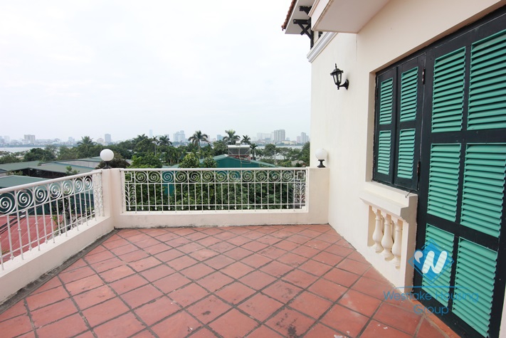 French style house with lake view terrace for rent in Westlake Tay ho, Hanoi, Vietnam