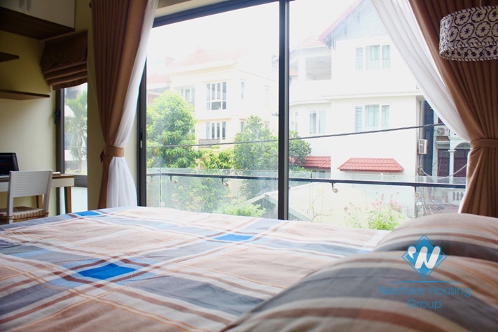 Balcony with lakeview 02 bedrooms apartment for rent in Dang Thai Mai street, Tay Ho area.