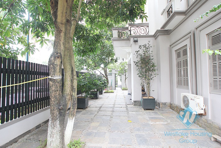 Spacious house with large courtyard for rent in Ciputra Compound, Tay Ho District, Ha Noi.