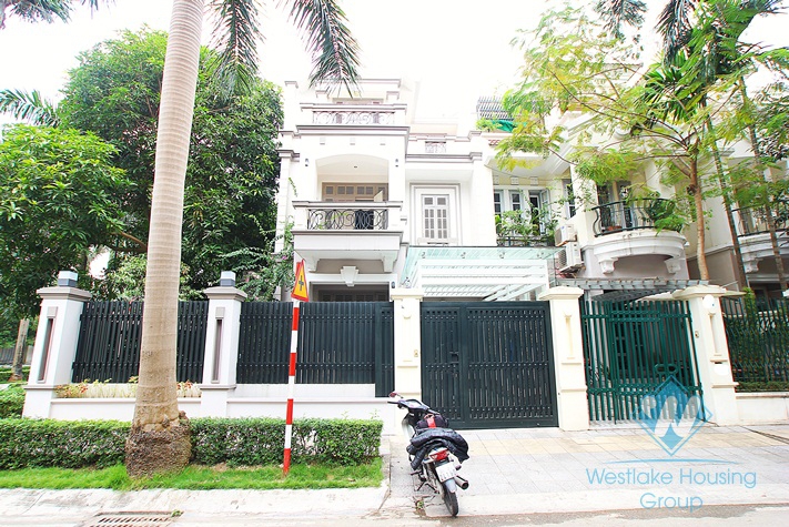 Spacious house with large courtyard for rent in Ciputra Compound, Tay Ho District, Ha Noi.
