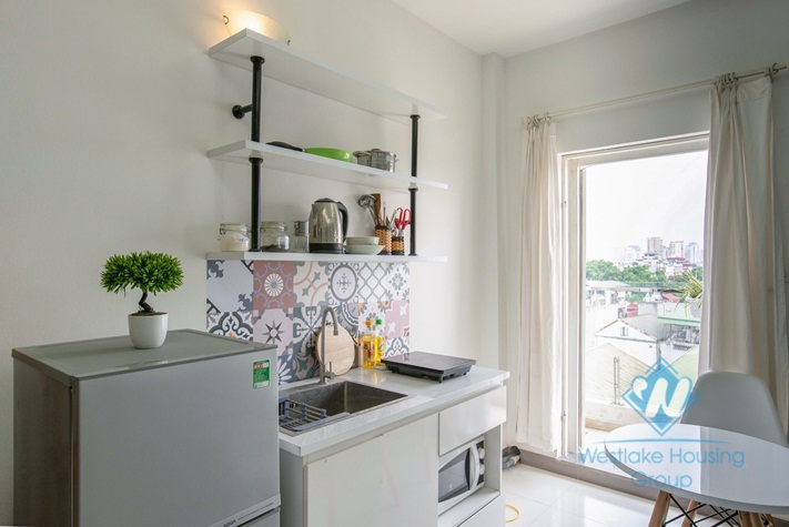 Studio with big balcony and very bright for rent in Ba Dinh district, Hanoi.