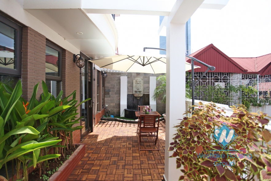 Terrace garden 1 bedroom apartment for rent in Ba Dinh, Hanoi
