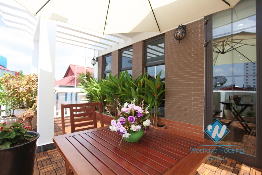 Terrace garden 1 bedroom apartment for rent in Ba Dinh, Hanoi