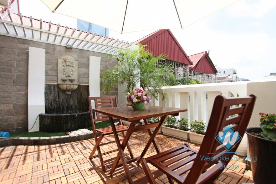 Terrace garden 1 bedroom apartment for rent in Ba Dinh, Hanoi