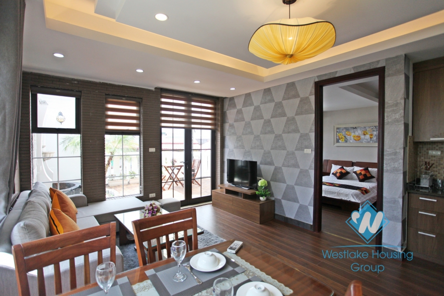 Terrace garden 1 bedroom apartment for rent in Ba Dinh, Hanoi