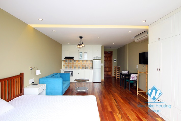 Morden and Brand new Studio with lakeview for rent in Au Co street, Tay Ho district.