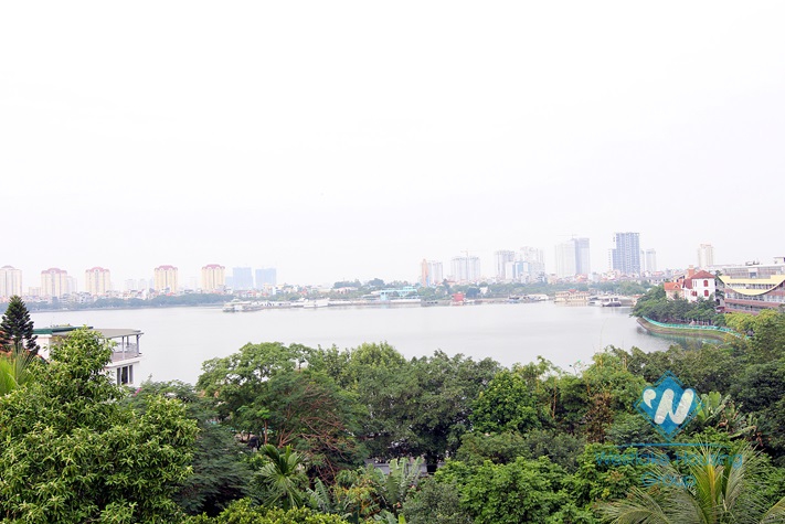 Bedroom with view to Westlake apartment for rent  in Tay Ho district.
