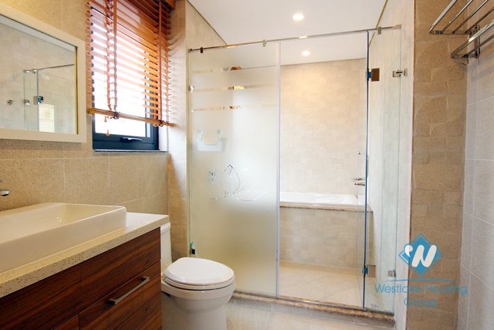 Bedroom with view to Westlake apartment for rent  in Tay Ho district.