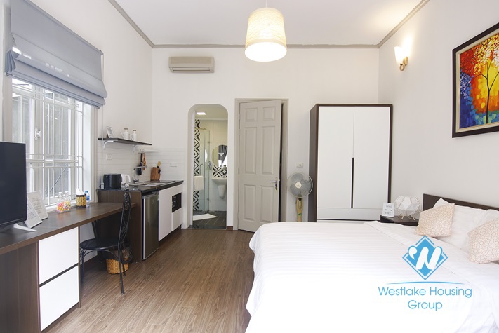 Bright studio with balcony for rent in Thanh Mien st, Dong Da district.